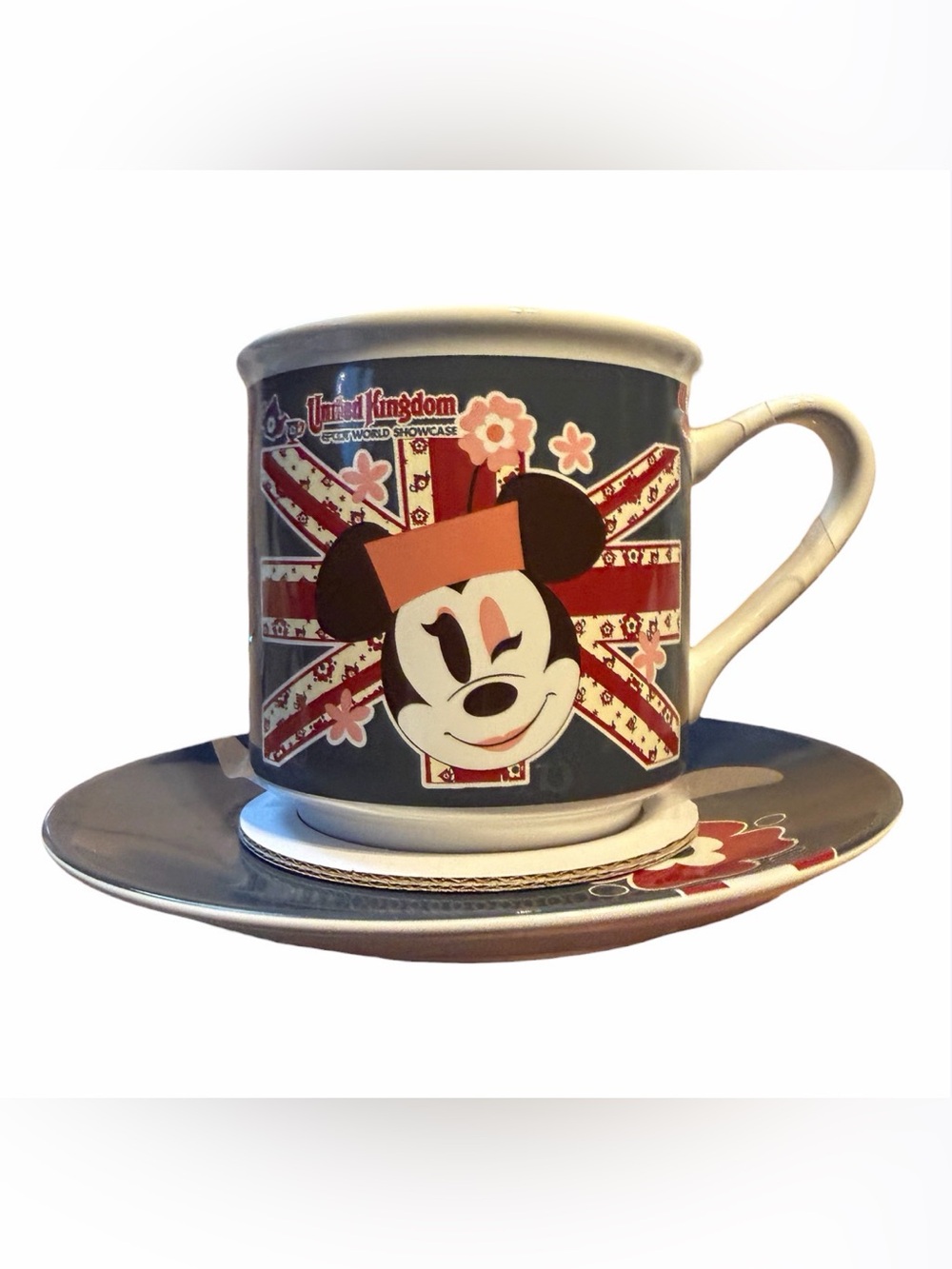 Rare 2024 Disney Parks EPCOT United Kingdom Minnie Mouse Tea Cup Saucer Set NWT